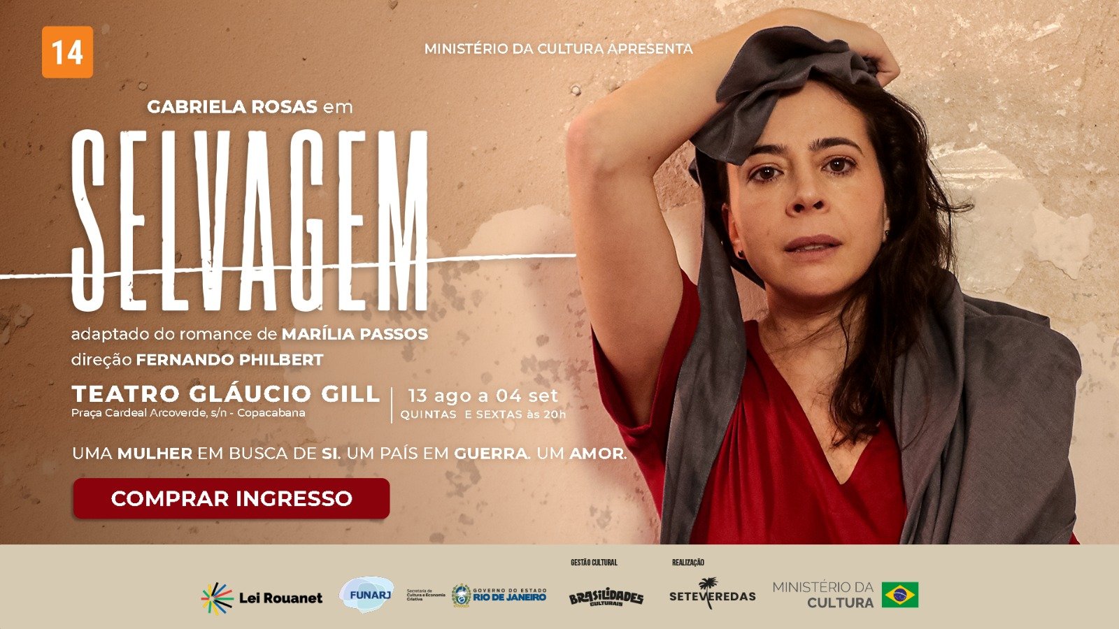 Pôster Oficial da Peça Teatral Selvagem com Gabriela Rosas